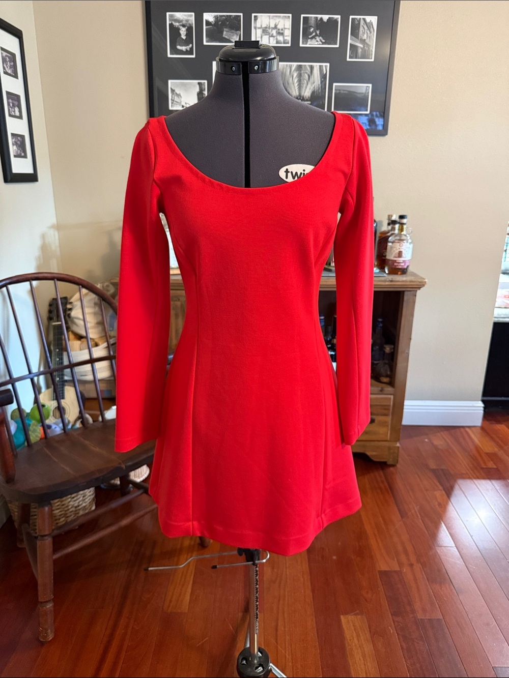 SPANX Bold Red Long-Sleeve Ballet Neck Dress